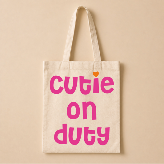 Cutie on Duty Bügelbild auf Canvas-Tote-Bag