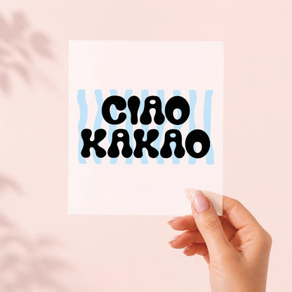 Ciao Kakao Blau – schmales Bügelbild