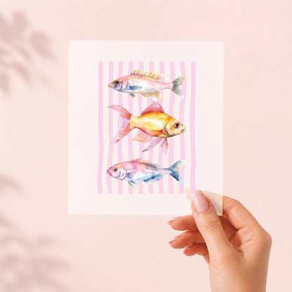 Aquarell Fische Rosa – Bügelbild