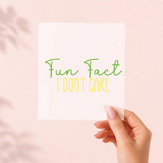 Fun Fact: I Don't Care Grün – Bügelbild