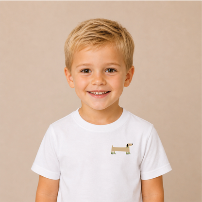 Dogs Out Bügelbild auf weißem Jungen-T-Shirt – Front